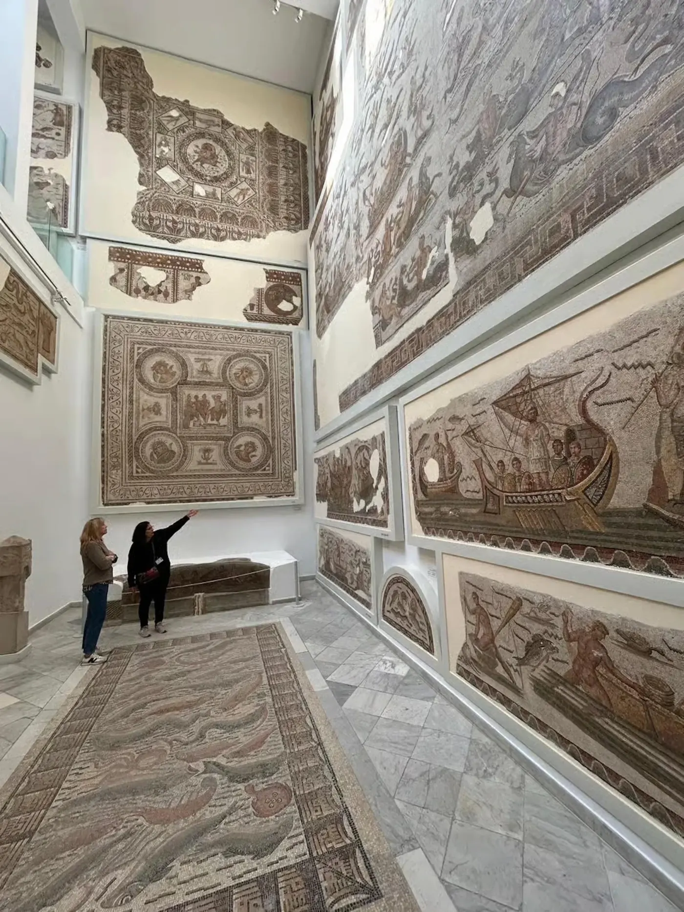 A hall of Roman floor mosaics in the Bardo National Museum