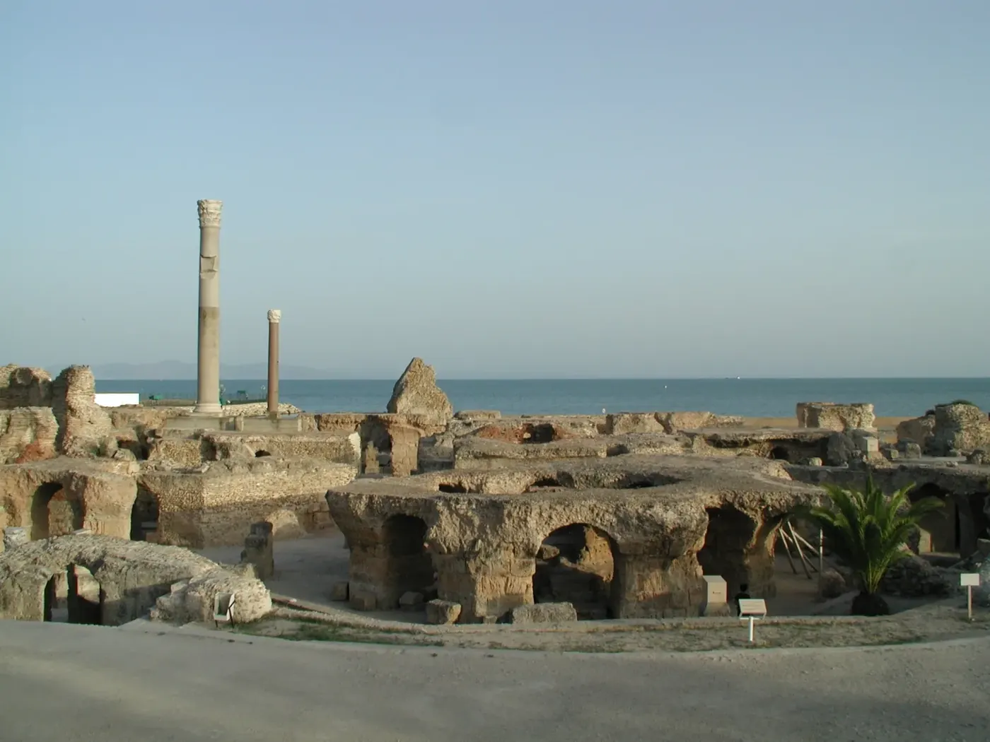 The circular Punic port basin and a standing column at Carthage