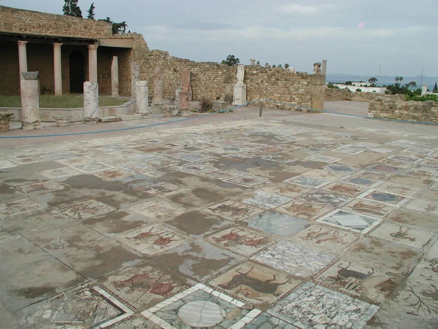 The mosaic floor of a Roman villa in the Carthage park