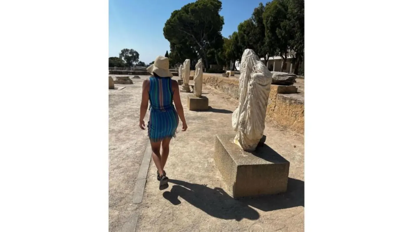 Carved Punic stelae standing in the Tophet sanctuary at Carthage
