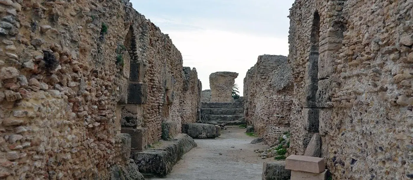 Stone walls and passages in the Carthage excavation